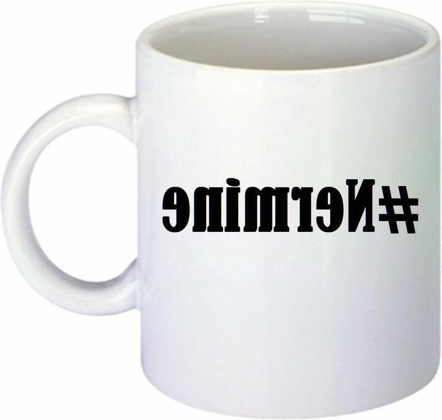 Koffiemok Hashtag mok Koffie drinken Keramiek print 330 ml Wit