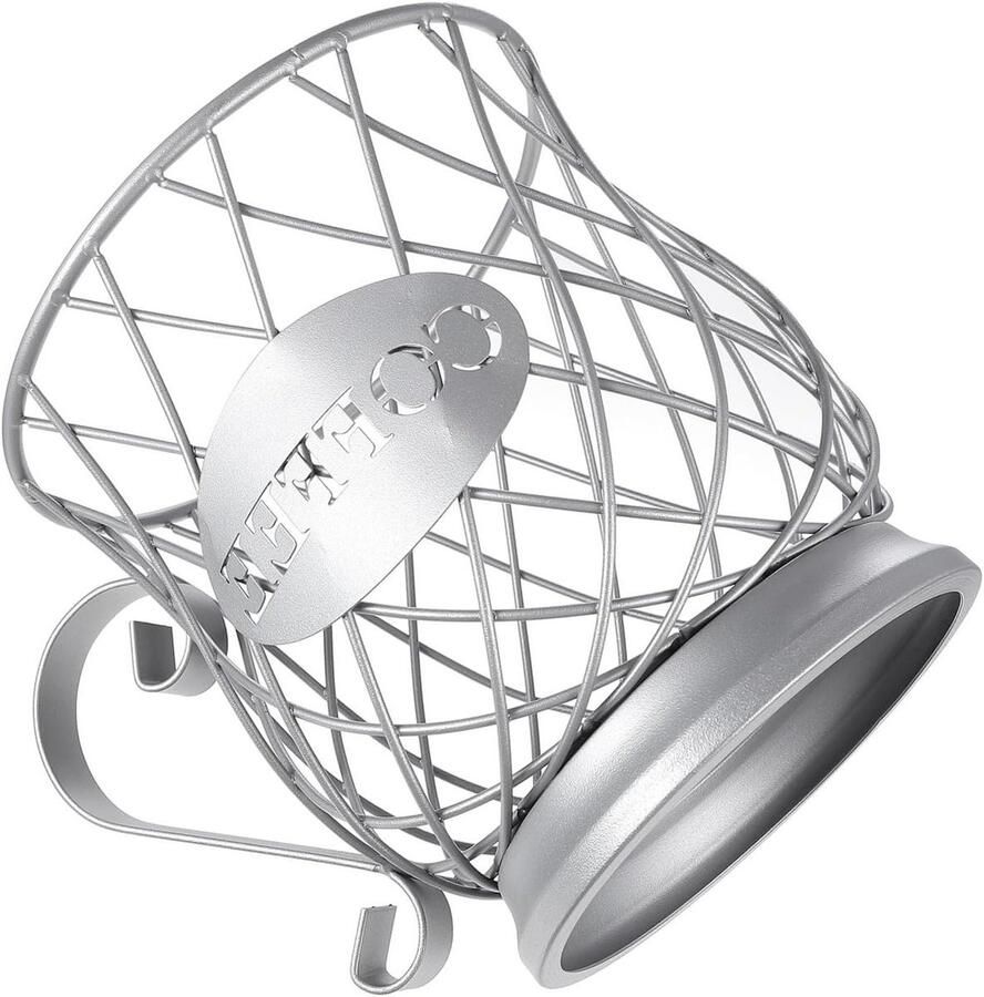 Koffiemok Houder Espresso Mand Keuken Organiseren Metalen Draad Design 17.5x17.5x18.5cm Zilver
