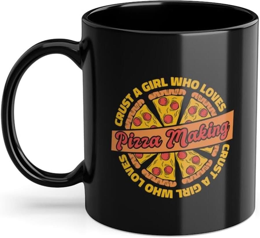Koffiemok Keramiek Theepot Mok Pizza Liefhebbers Dubbelzijdig Bedrukt 330 ml Zwart