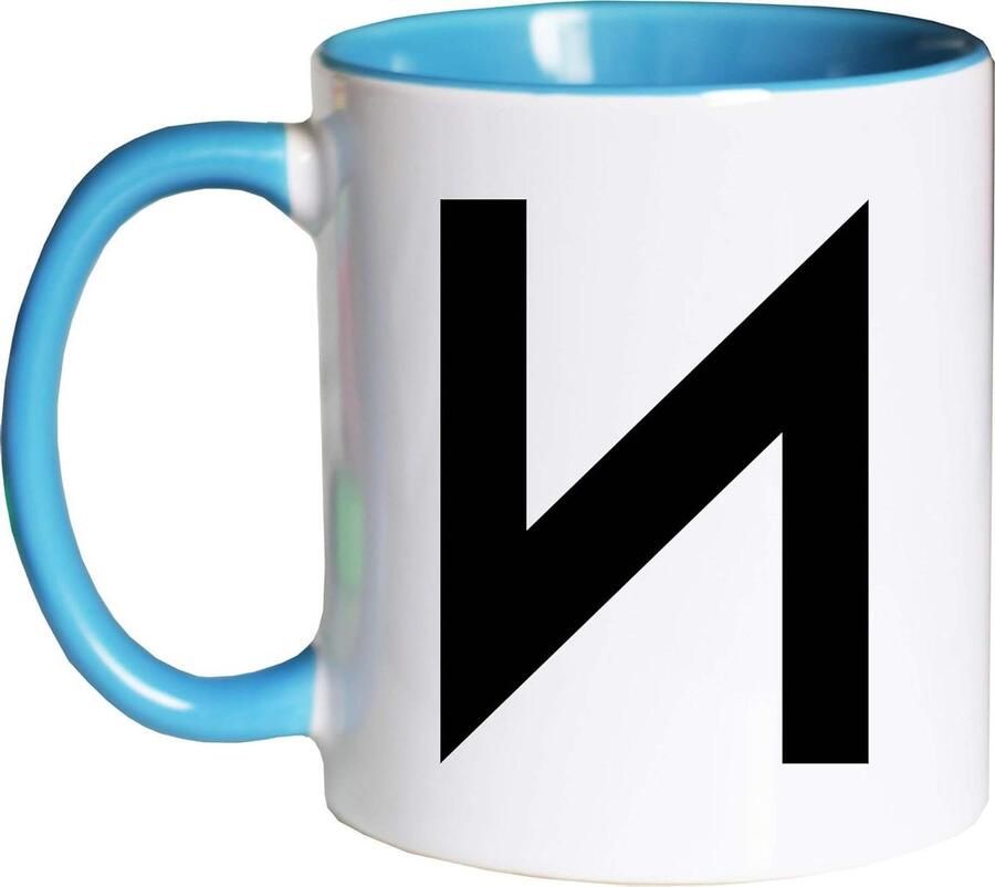 Koffiemok Letter N Beginletter Mok Dagelijks Gebruik Vaatwasmachinebestendig 330 ml Wit Lichtblauw