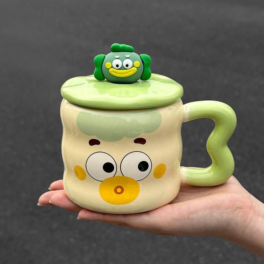Koffiemok met deksel en lepel 400 ml drinkbeker koffieglazen bierglazen reismok smoothiebeker koffiebeker opvallend design voor koffie cocktails thee