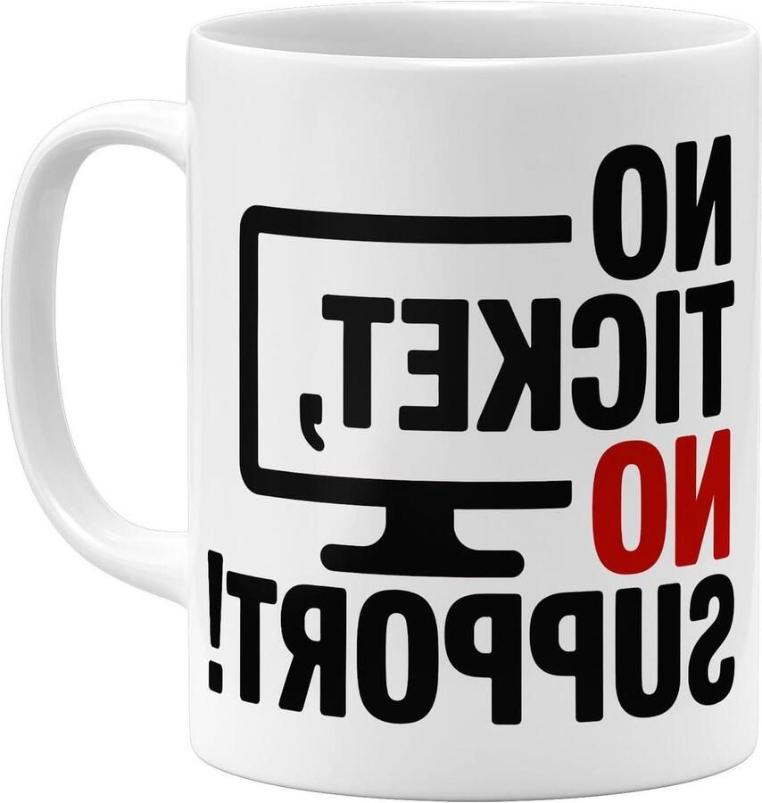 Koffiemok met tekst Grappige mok Kantoor humor Dubbelzijdig bedrukt 325 ml Wit