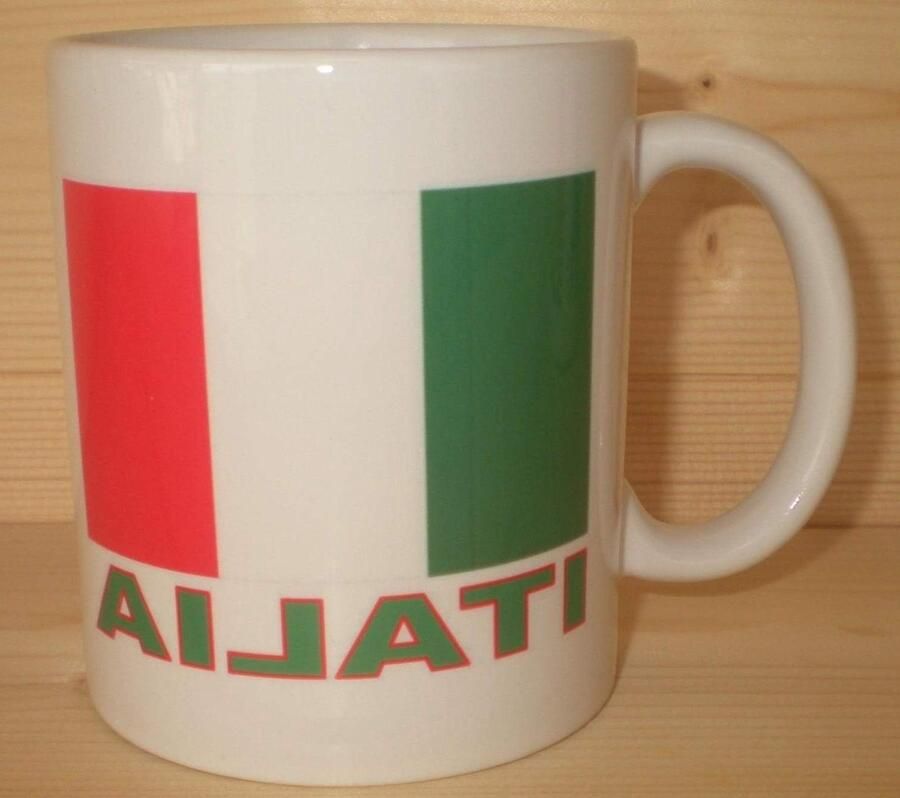 Koffiemok Mok Cappuccino kop Koffie Drinken Italiaanse Vlag 8 cm diameter 10 cm hoogte Wit