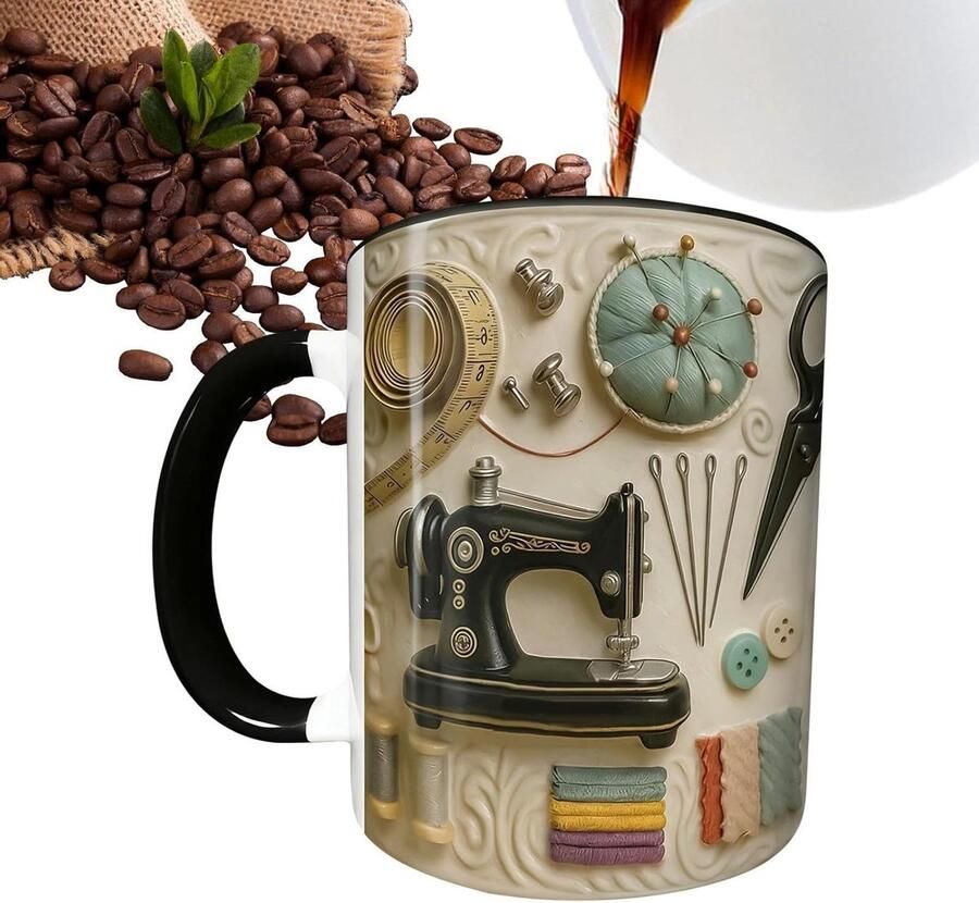 Koffiemok Naai-thema Thee beker Dranken serveren Antislip bodem 300 ml Grijs