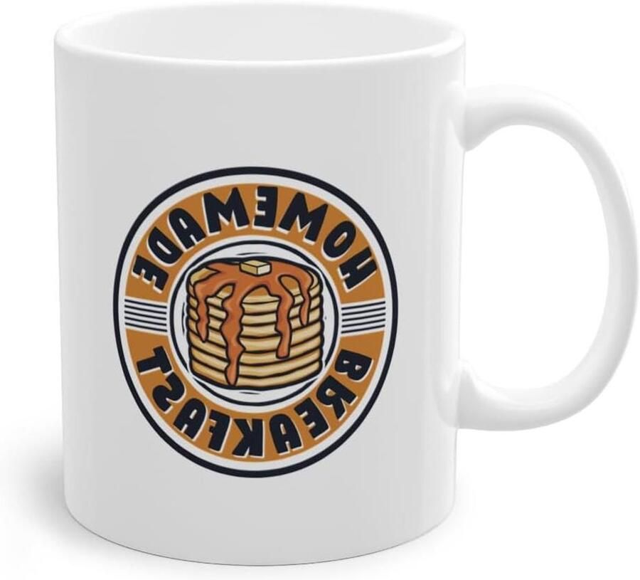 Koffiemok Ontbijt mok Pannenkoeken bakken Uniek motief 330 ml Wit