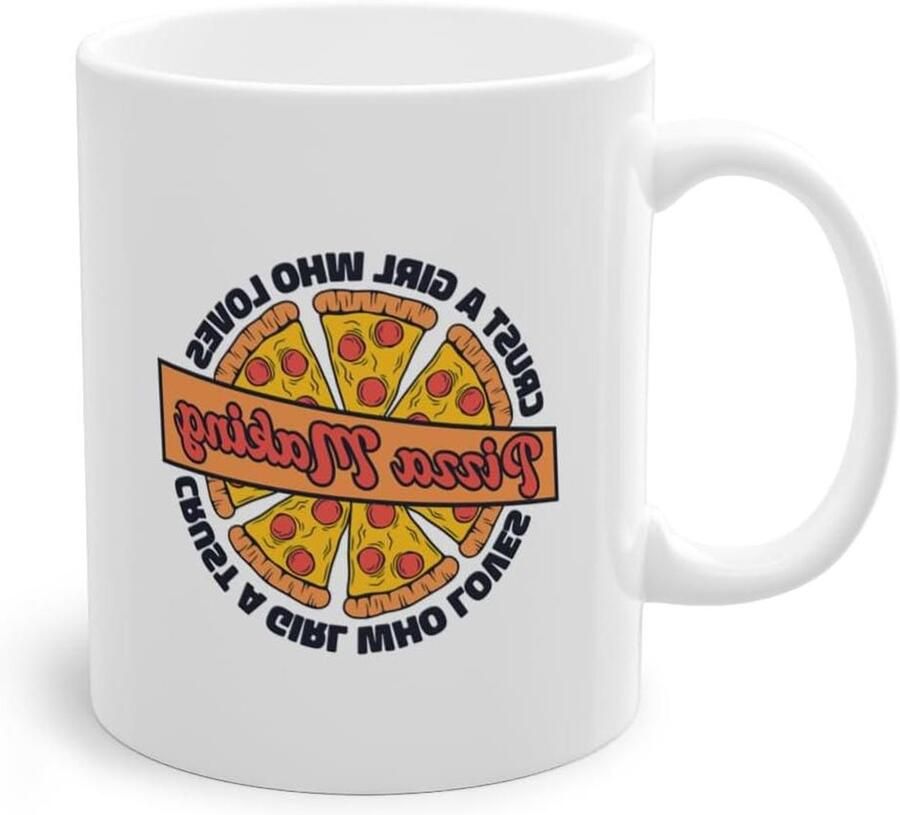 Koffiemok Pizza Liefhebbers Pizzabakker Mok Genieten van Koffie Dubbelzijdig Bedrukt 330 ml Wit