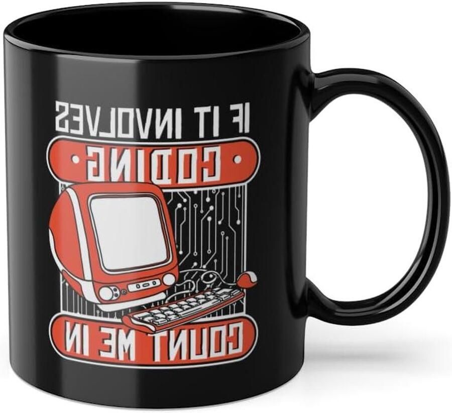 Koffiemok Thee mok Ochtendkoffie Exclusieve print 330 ml Zwart
