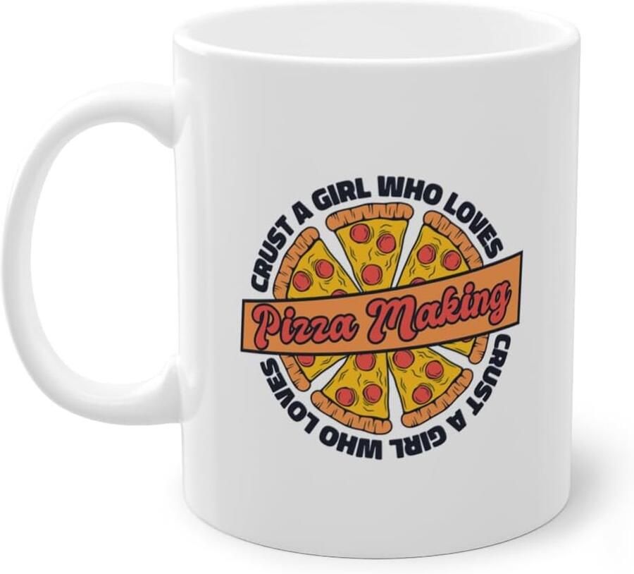 Koffiemok Thee mok Pizza bakken Dubbelzijdig bedrukt 330 ml Wit