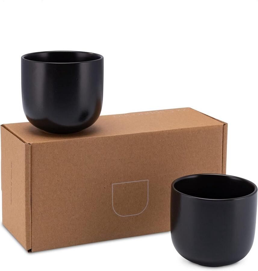 Koffiemokken Set Cappuccino Koppen Warme Dranken Vaatwasmachinebestendig 380ml Zwart