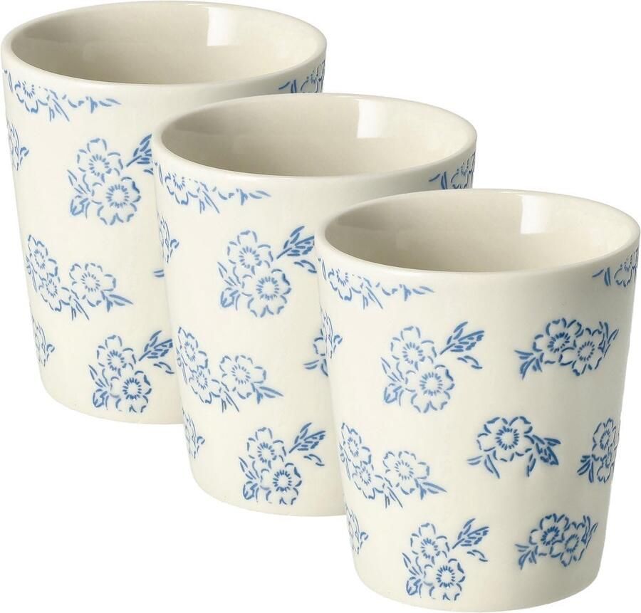 Koffiemokken Zonder Oor Set van 3 – Espresso Kopjes 200 ml – Koffiemokken Klein Bloemenprint Espresso Kopjes – Theekopjes