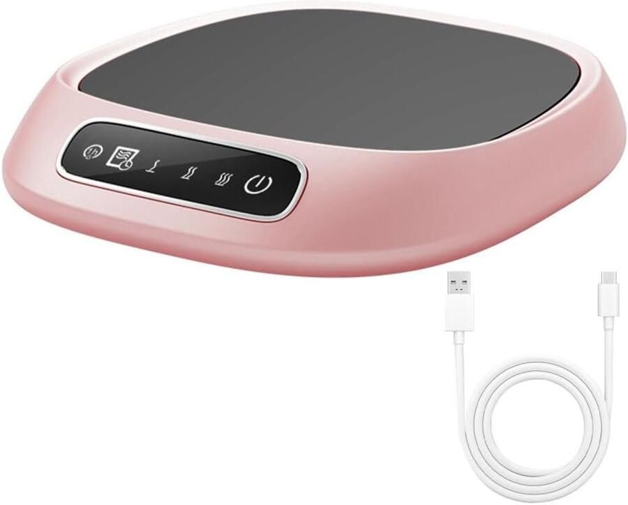 Koffiemokverwarmer voor op het bureau USB-verwarmer met 3 temperatuurinstellingen hulpmiddel voor het constant houden van de dranktemperatuur slimme mokverwarmer met antislipmat roze