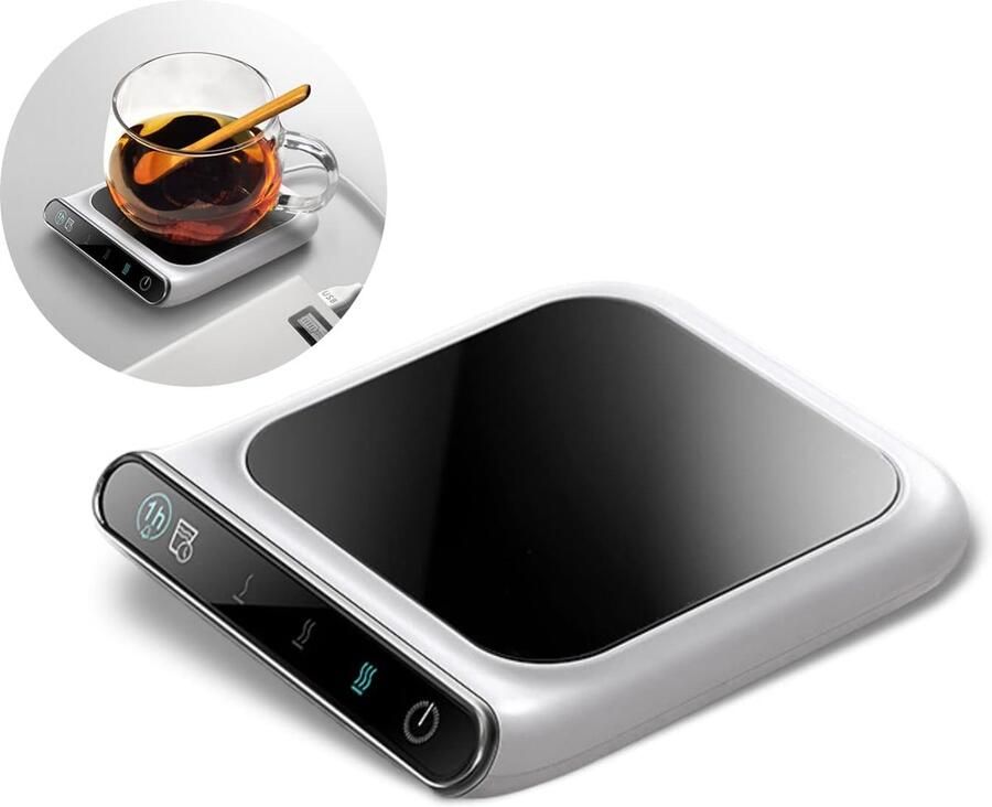 Koffiemokwarmer Mokwarmer Glaskeramisch Paneel Bureaumokwarmer voor op Kantoor Thuisgebruik met 3 Temperatuurinstellingen Elektrische Drankverwarmer voor Cacao Thee Melk Soep