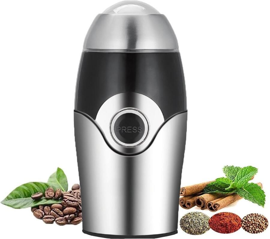 Koffiemolen 200W elektrische koffiemolen Instelbare maalgraad Molen Roestvrijstalen messen Geschikt voor koffiebonen noten en specerijen Maalt ingrediënten tot verschillende grofheden Ideaal voor koken en koffiezetten