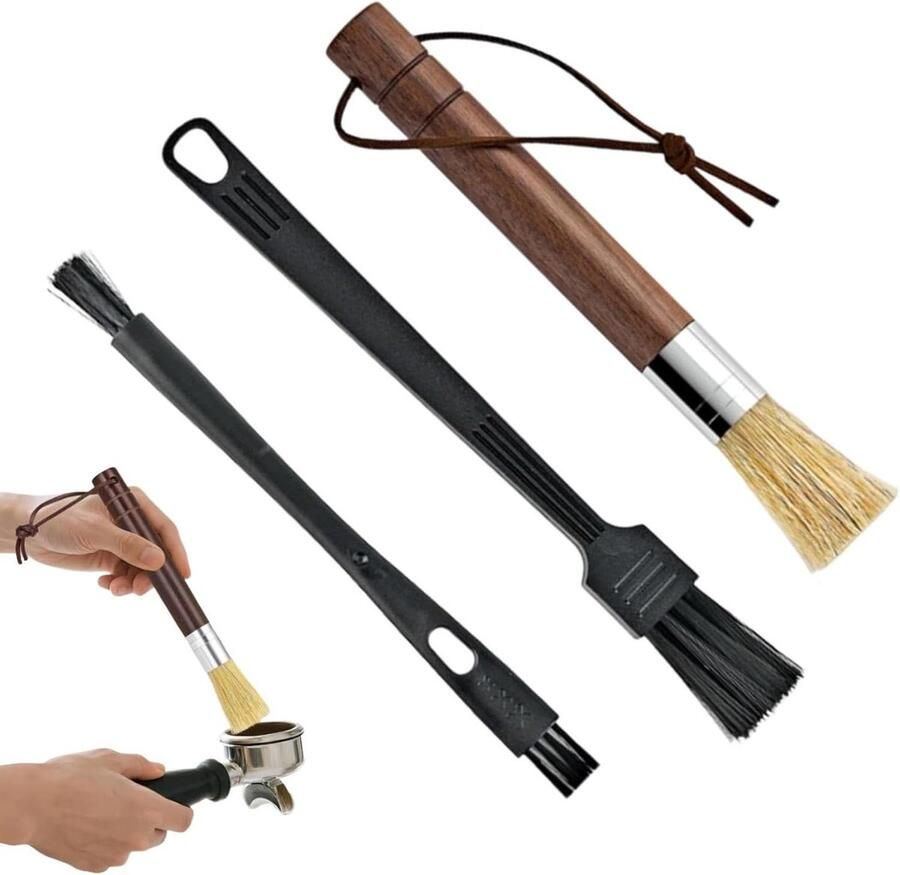 Koffiemolen Borstel Reinigingsborstelset Koffie Koffiebereiding Reinigen Comfortabele Houten Grip 3-delige set Niet gespecificeerd