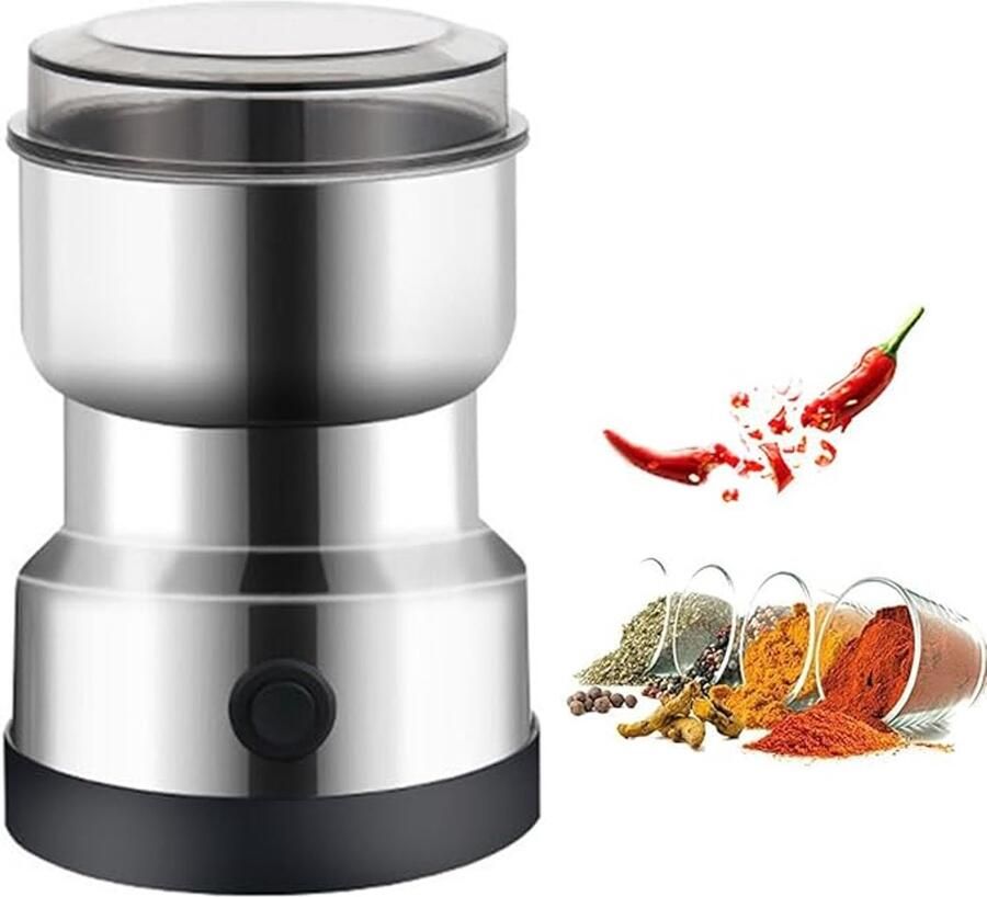 Koffiemolen Electrisch 300 Ml Maalmolen Koffiemaler Kruidenmolen Bonenmaler Coffee Grinder Koffie Grinder Koffiebonen Maler Kruiden Maler Geschikt Voor Bonen Noten Granen Zilver