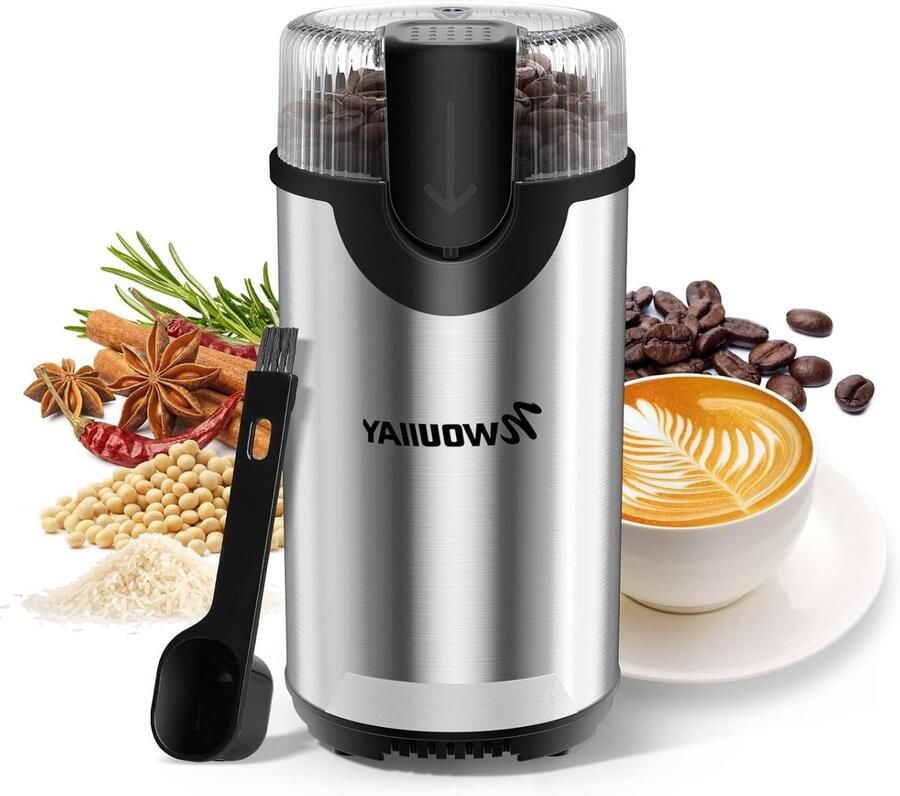 Koffiemolen Elektrisch Bonenmaler Verse Koffie Roestvrij Staal 80g Capaciteit Zilver