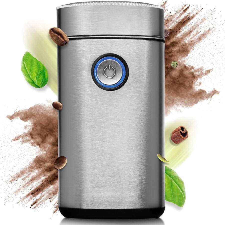 Elektrische koffiemolen met 2 roestvrijstalen messen koffiebonen malen kijkvenster & 40gr. bakje 150W roestvrij staal PC KSW 1216 - Foto 2