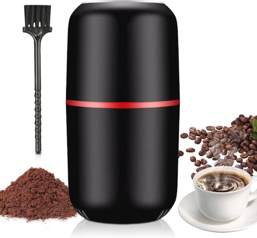 Koffiemolen en Kruidmolen Draagbare Elektrische Grinder voor Koffie Noten Specerijen en Granen 125 g Inhoud Zwart