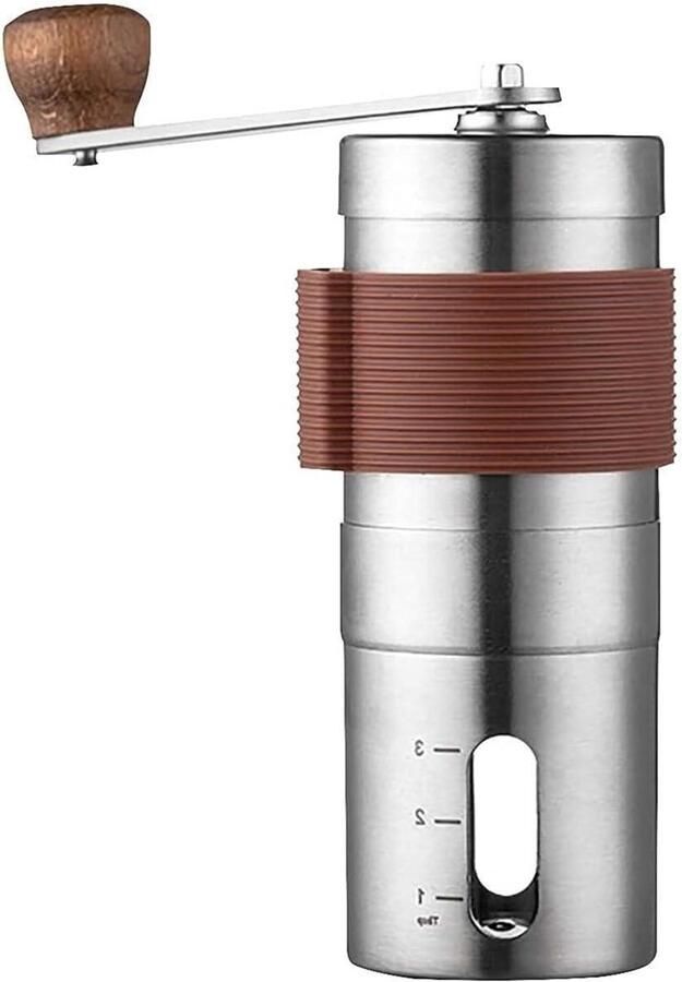 Koffiemolen Handmatig Braam Molen Koffiebonen Malen Roestvrij Staal 300 Grams Zilver