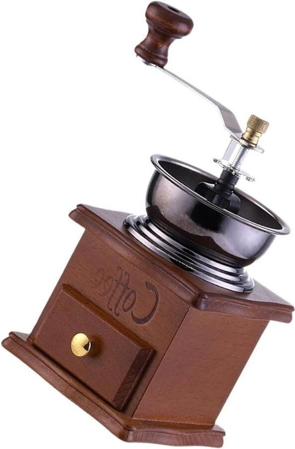 Koffiemolen Handmatig RVS Hout Verse Koffie Stille Versnellingen 4.13 x 4.13 x 6.89 Zilver