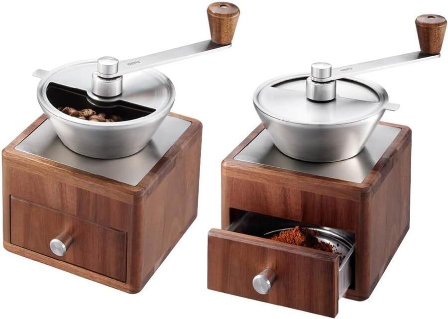 Koffiemolen Handmolen Aroma Verse Koffie 11 Maalstanden 850 Gram Houtkleur
