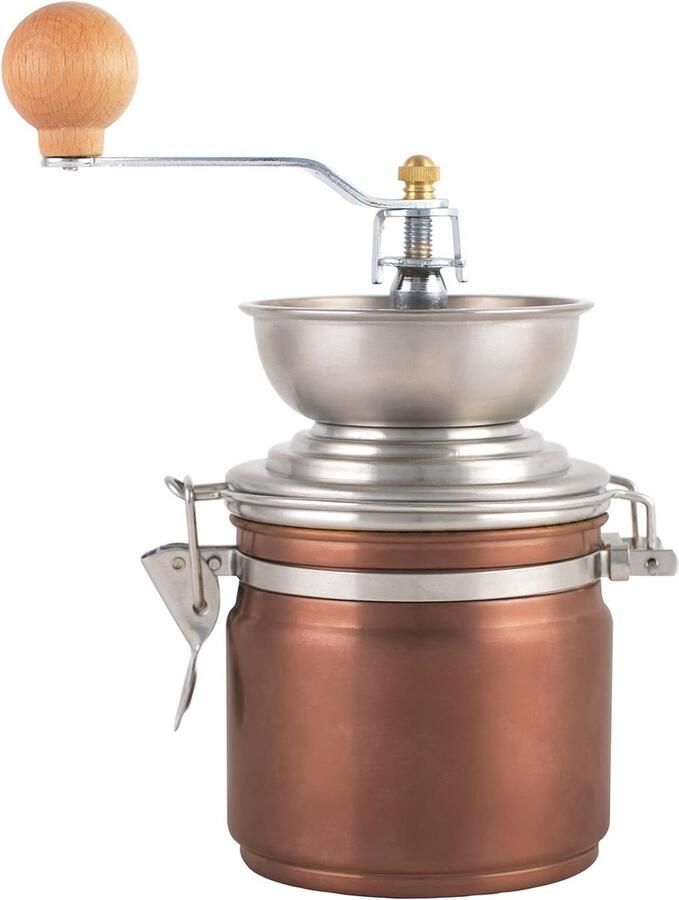 Koffiemolen Koper Handmolen Aroma Verse Koffie Zetten Verstelbare Maalgraad 17.5 x 9.5 x 22 cm Bruin