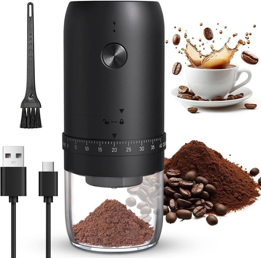Koffiemolen met 40 maalinstellingen elektrische koffiemolen USB-oplaadbare koffiemolen elektrisch instelbare grove espresso koffiemolen voor koffiebonen granen specerijen