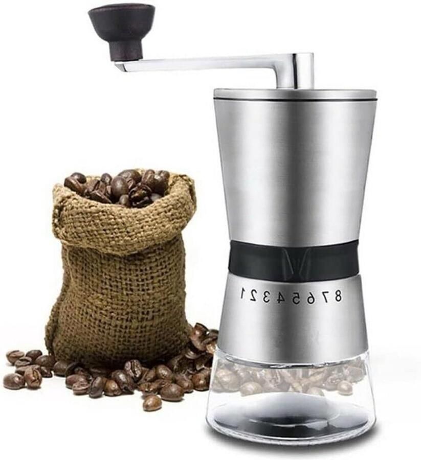 Koffiemolen RVS Handmolen Bonen Verse Koffie Instelbare Maalgraad 15 x 8.5 x 21.5 cm Rood