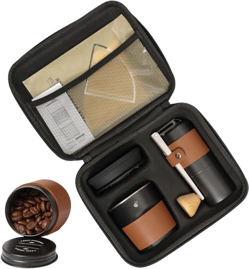 Koffiemolen Set Reis Koffie Outdoor Koffie Stabiel Malen Compact Ontwerp Zwart