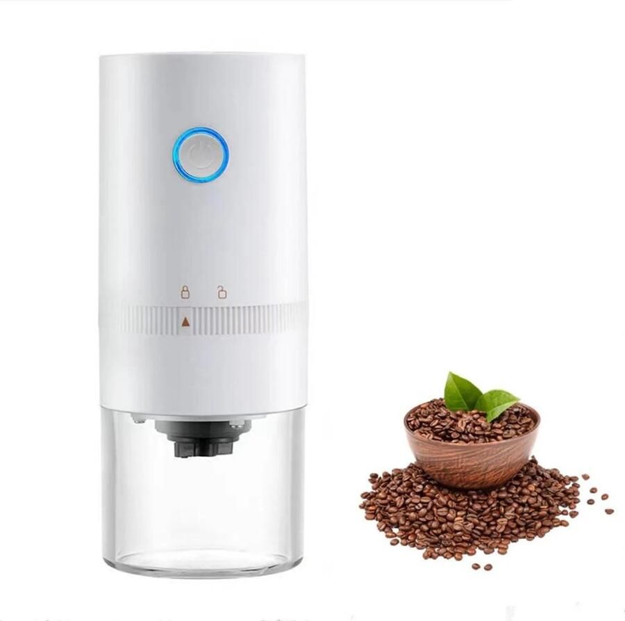 Koffiemolen USB oplaadbare elektrische koffiemolen keramische conische molen espressomolen draagbare elektrische koffiemolen wit