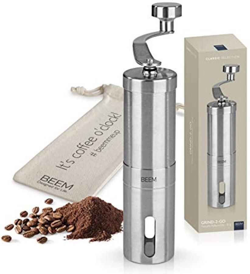 Koffiemolen van Roestvrij Staal Handmatig met Traploze Instelling