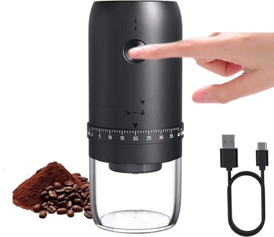 Koffiemolens met Keramische Conische Maalsteen 40 Fijnheidsstanden Koffiebonen Maler Graanmolen Kruidenmolen USB Oplaadbaar voor reizen camping kantoor 20x8cm