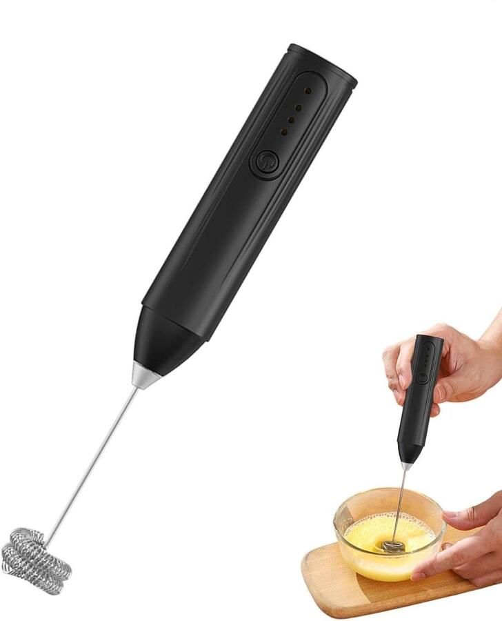 Koffieopschuimer Melkopschuimer Eiergarde Keukenapparaat Koffie Dranken Maken Drie Snelheden Instelbaar 22 cm Zwart