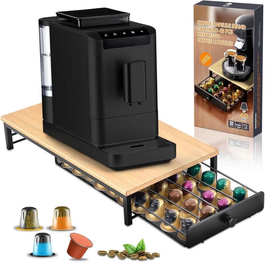 Koffiepadhouder met lade voor 40 capsules Ruimtebesparende organizer voor koffiezetapparaat - Foto 1
