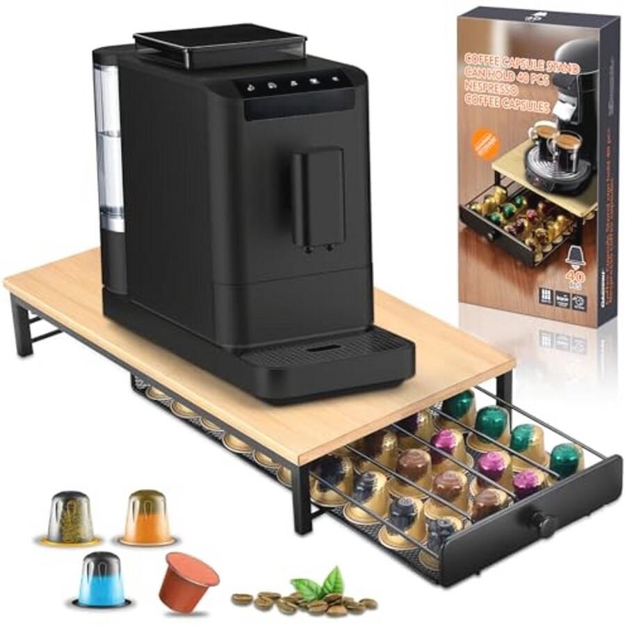 Koffiepadhouder met lade voor 40 capsules Ruimtebesparende organizer voor koffiezetapparaat