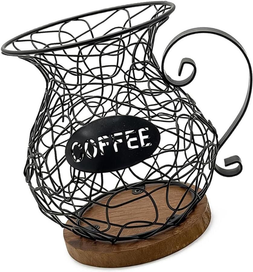 Koffiepads Houder Espresso Organizer Keuken Opbergen Stabiele Ronde Basis 185 x 155 cm Zwart