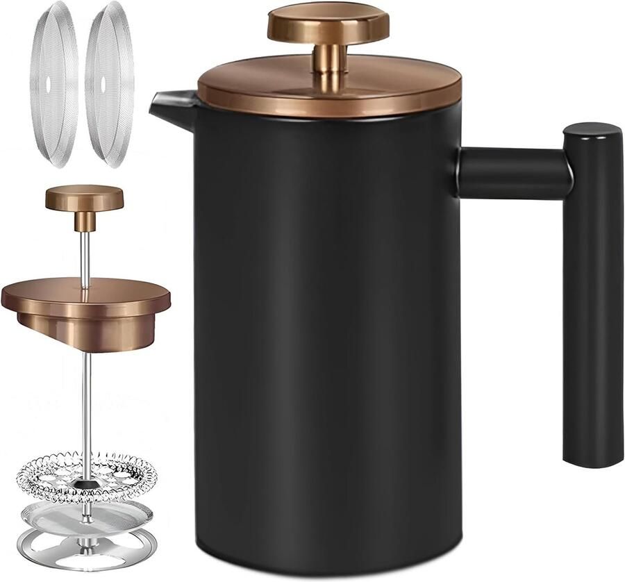 Koffiepers Koffiezetapparaat Verse Koffie Dubbelwandig Geïsoleerd 350 ml Zwart