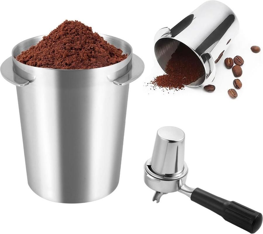 Koffieportafilter Doseerbeker Rvs Koffiepoeder Doseerbeker Koffiedoseerbeker Poedertoevoerdeel Koffiemolen Doseerbeker Koffiedoseerbeker voor Espressomachine Zilver