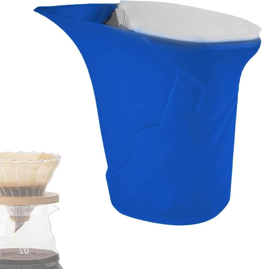 Koffiepot Kamperen Theeketel Silicone Buiten Koken Geïntegreerde Temperatuurmeter 360ml Blauw