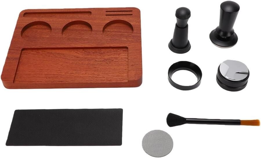 Koffiesabotageset Barista Tools Espresso Bereiding Veerbelaste Stamper 51 Mm Houtkleur