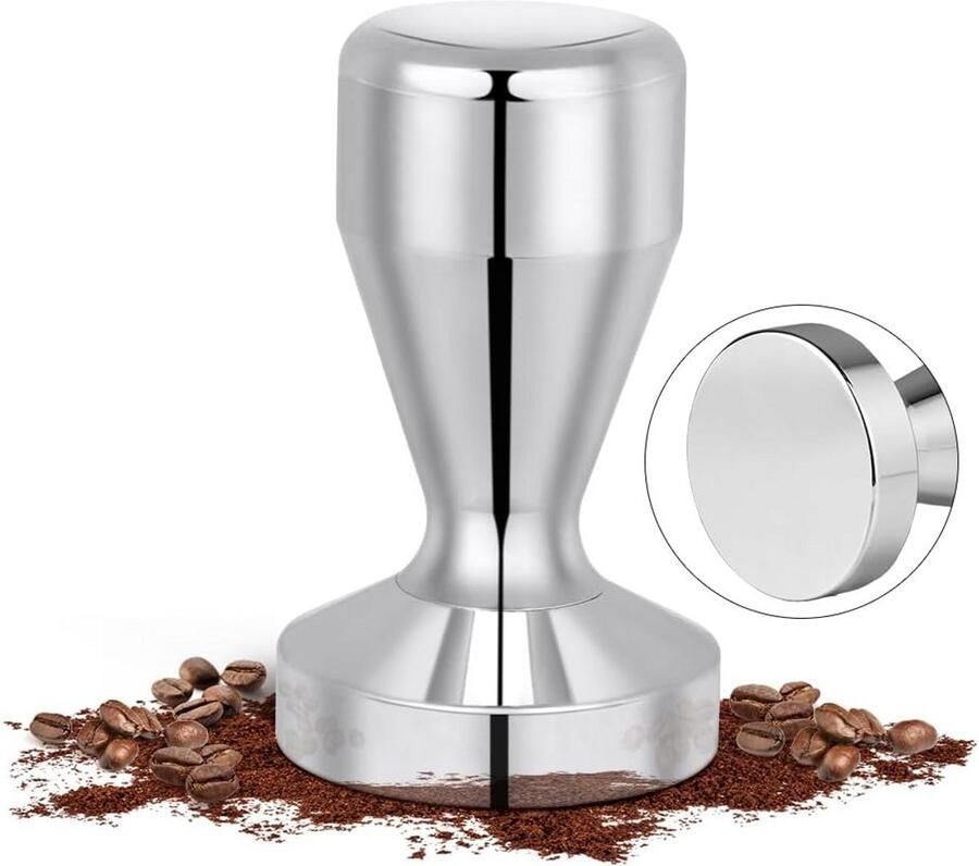 Koffiestamper 51 mm Roestvrij Staal Espresso Tamper met Ergonomische Handgreep