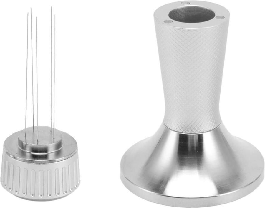 Koffiestamper Distributeur Espresso Tool Espresso Bereiden 2-in-1 Functionaliteit 58 mm Zilver