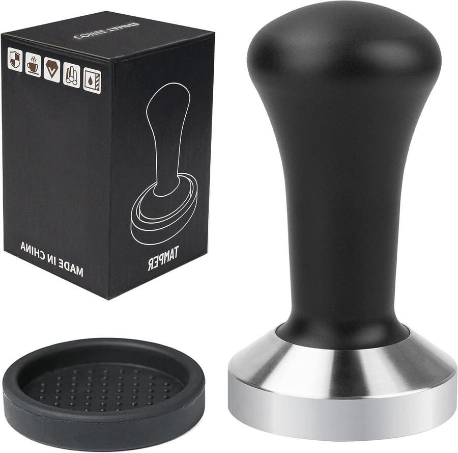Koffiestamper Espresso Barista Koffie Bereiden Roestvrij Staal 51 mm Zwart