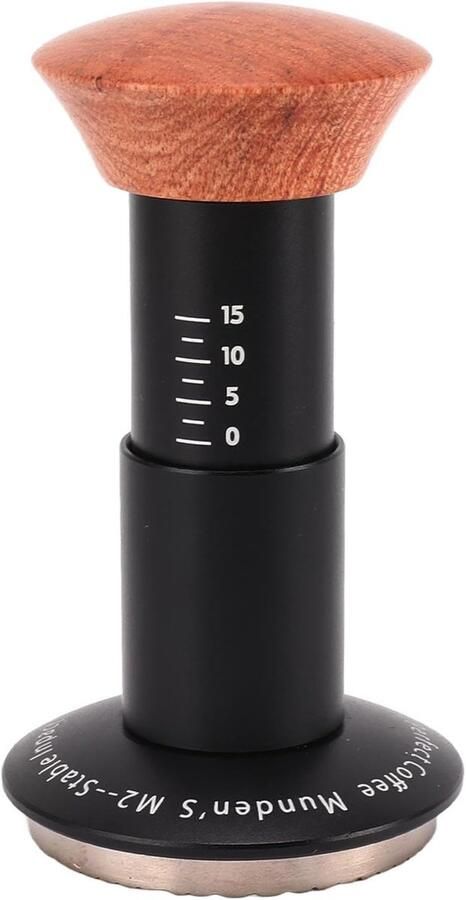 Koffiestamper Koffiedrukker Espresso Bereiden Veerbelast Gekalibreerd 53MM Basis Hout Zwart