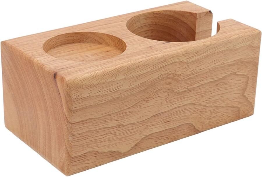 Koffiestamperhouder Hout Espresso Station Koffie Bereiden Handgemaakt Ontwerp 2 Gaten Houtkleur