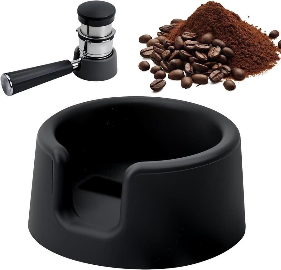 Koffietamper Basis Tamperstation Koffie Espresso Bereiden Voedselveilige Siliconen 14.7 x 13.9 x 4 cm Zwart