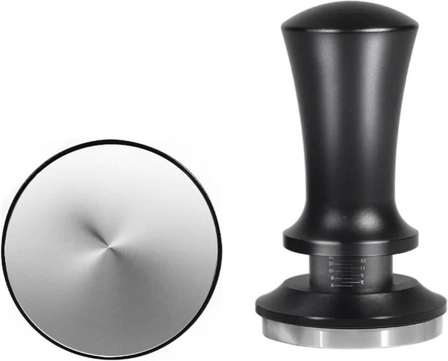 Koffietamper Espresso stamper Espresso bereiden Veerbelast roestvrij staal 51 mm Zilver