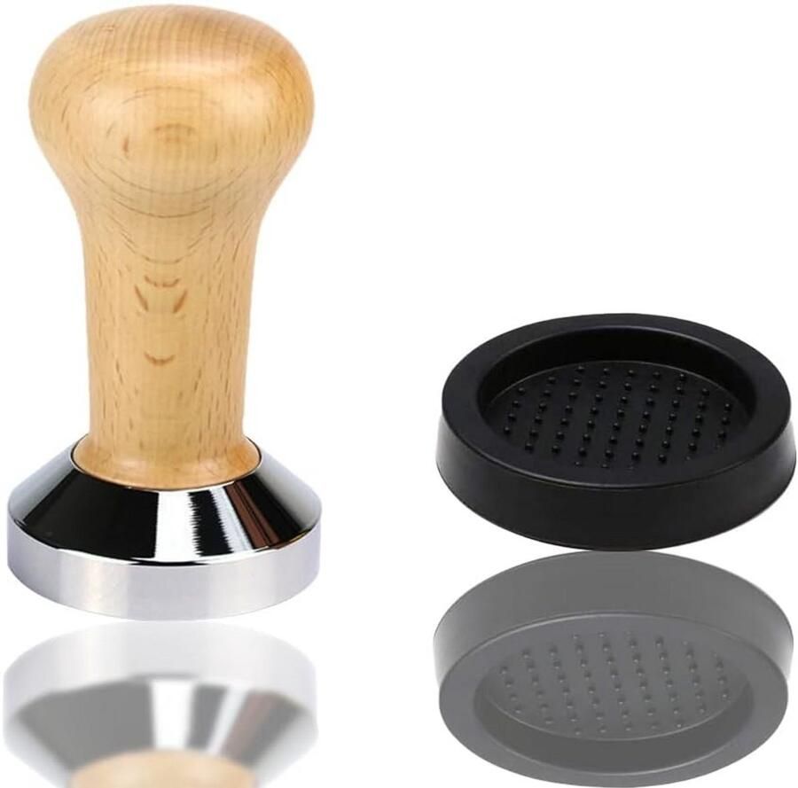 Koffietamper Espresso stamper Koffiebereiding thuis Ergonomisch beukenhouten handvat 51 mm Houtkleur