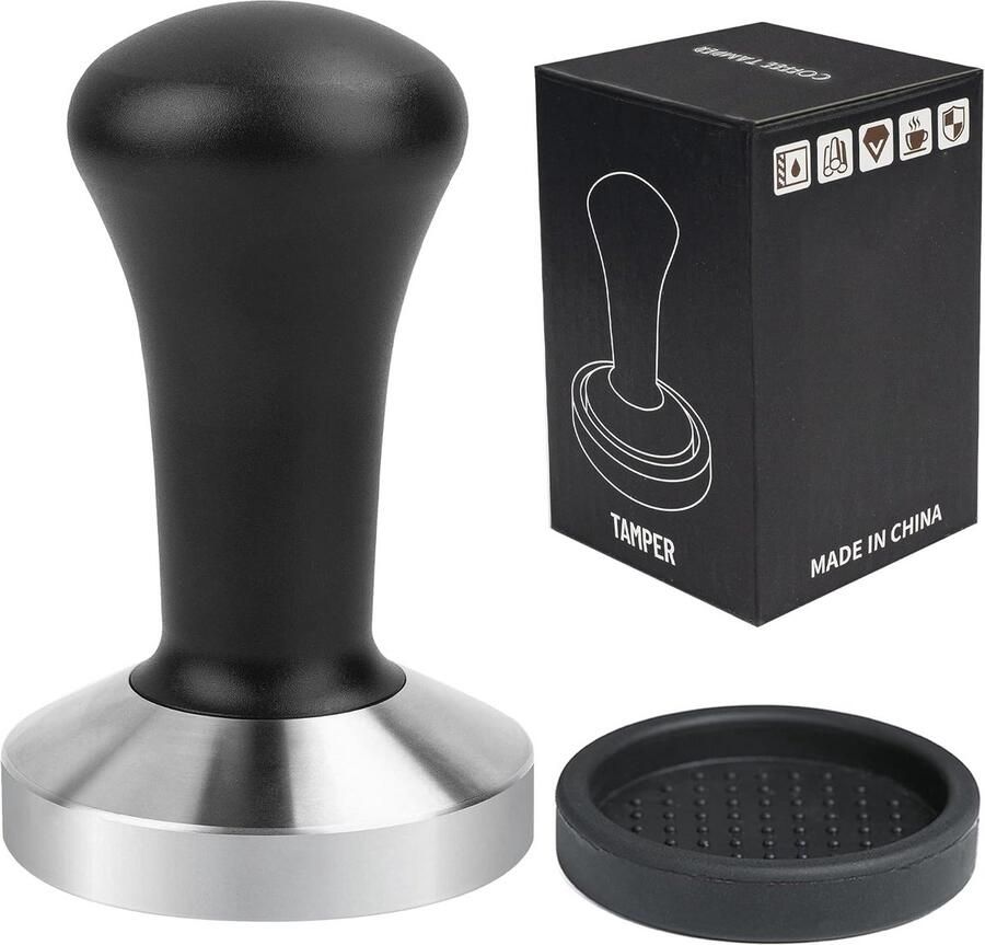 Koffietamper Espresso Stempel Barista Werk Roestvrij Staal 58 mm Zwart