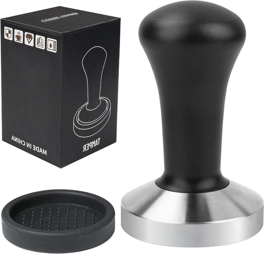 Koffietamper Espresso Stempel Barista Werk Roestvrij Staal 58 mm Zwart